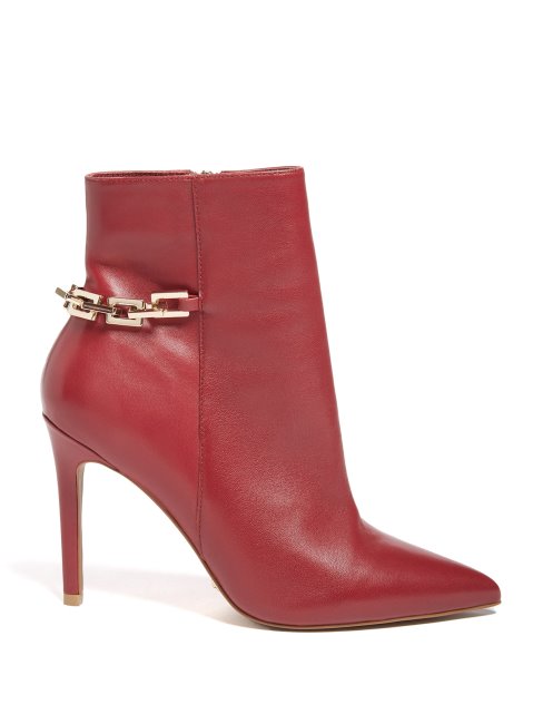 Guess Balle Bottillon En Cuir Rouge Moyen
