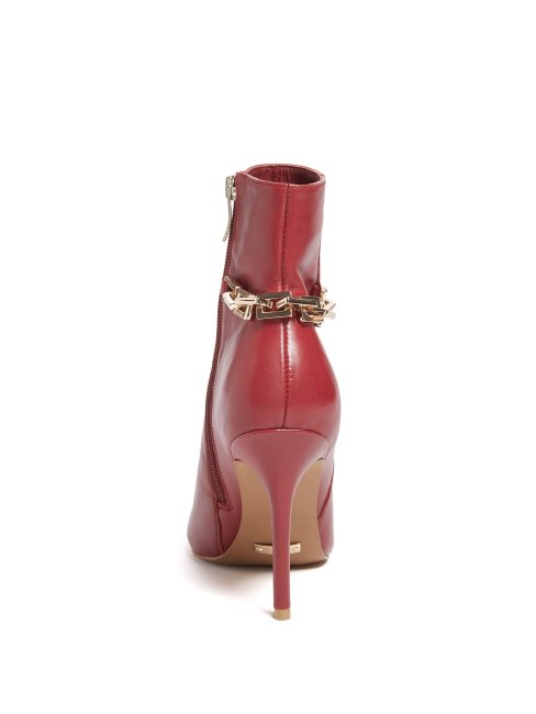 Guess Balle Bottillon En Cuir Rouge Moyen