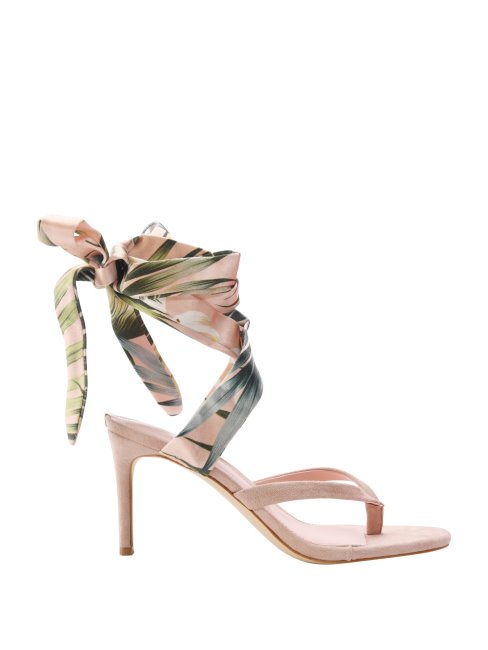 Guess Presta Sandales à Talons Et Foulard à Lacets Rose Moyen