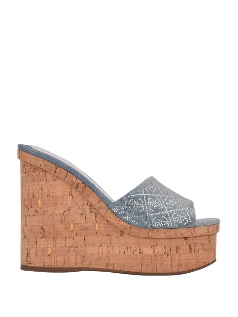 Cales Strass Logo Catiae Bleu Guess