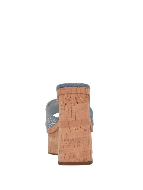 Cales Strass Logo Catiae Bleu Guess