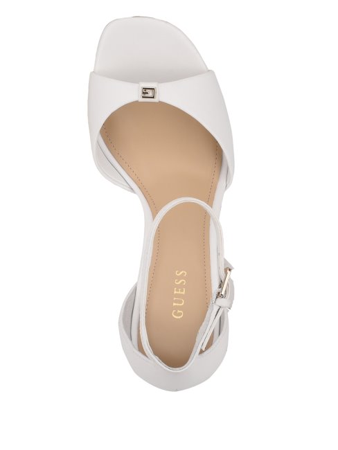 Sandales Ellsyn En Cuir Blanc à Talons Et Plateformes Guess