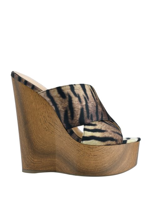 Guess Chaussures Compensées Entrecroisées Marron Moyen à Imprimé Teisha