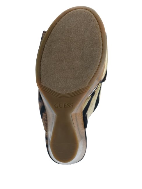 Guess Chaussures Compensées Entrecroisées Marron Moyen à Imprimé Teisha