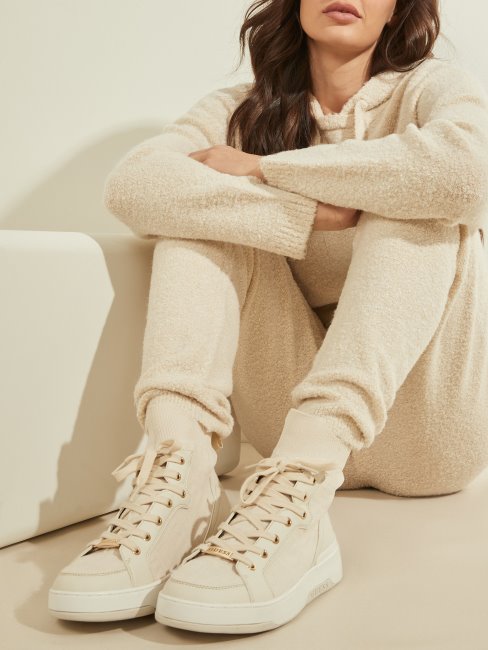 Paniers Montantes à Logo En Maille Manney Ivoire Guess