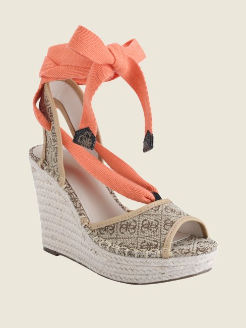 Espadrilles Compensées à Nouer Guess Halona Marron Moyen