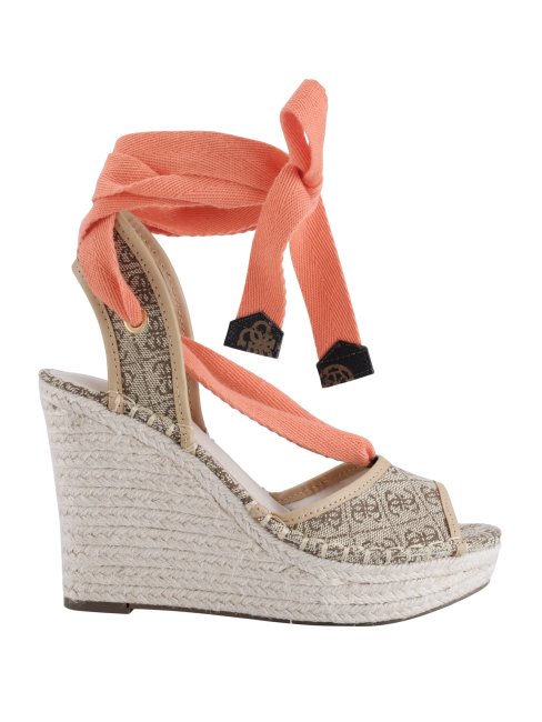 Espadrilles Compensées à Nouer Guess Halona Marron Moyen