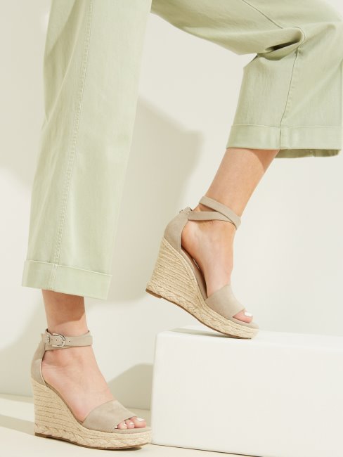 Espadrilles Compensées Hidy Suède Guess Taupe