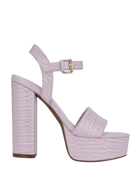 Sandales à Plateforme Gabeli Croco Violettes Ouvertes Guess
