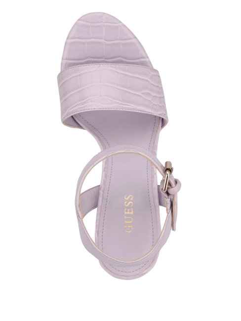 Sandales à Plateforme Gabeli Croco Violettes Ouvertes Guess