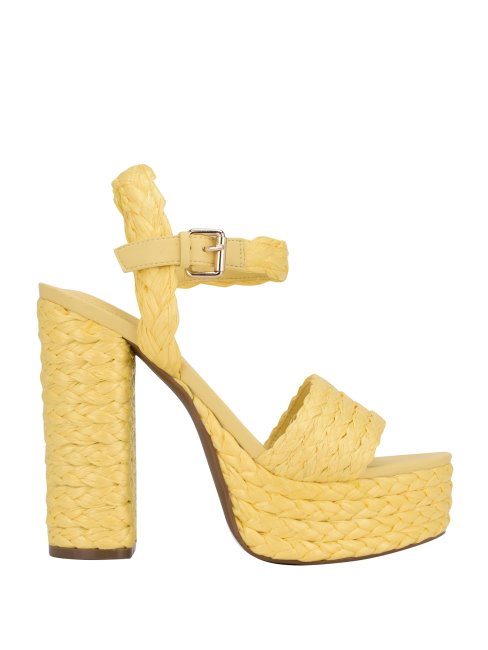 Gabela Paille Talons Bride Cheville Jaune Guess