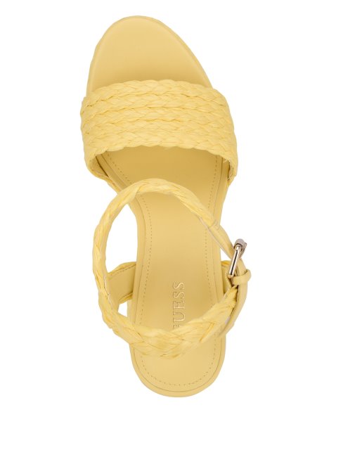 Gabela Paille Talons Bride Cheville Jaune Guess