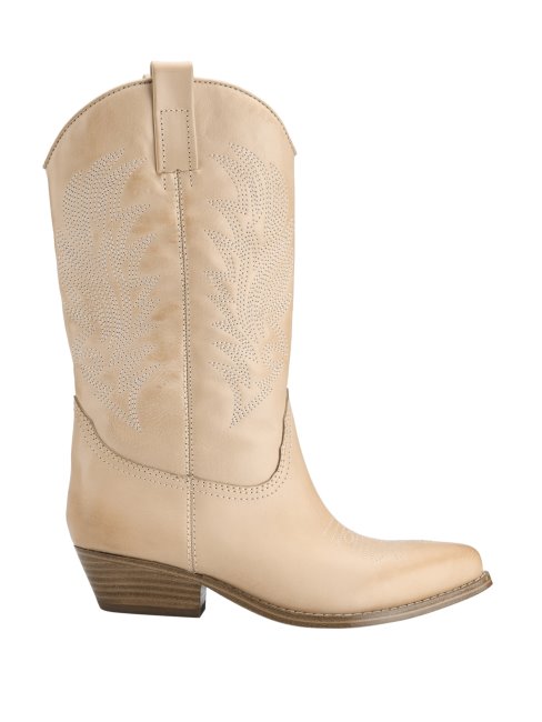 Gallen Bottes De Cowgirl En Cuir Naturel Medium 101 Guess