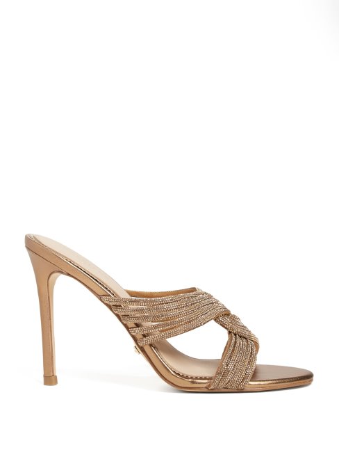 Guess Talon à Lanières En Strass Naturel Clair