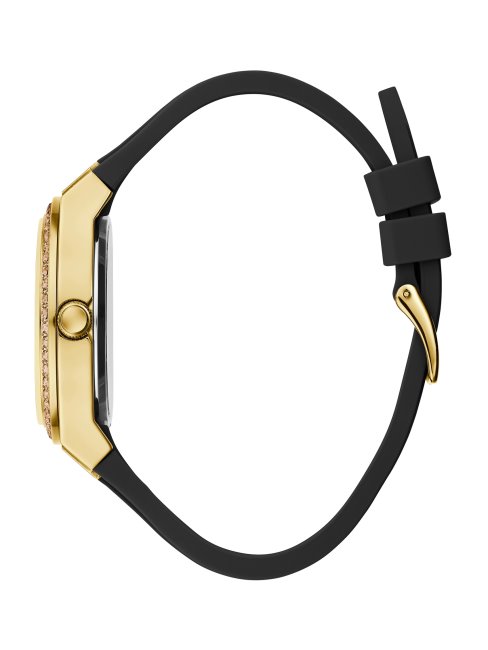 Montre Analogique En Silicone Noir Et Doré Clair Black Guess