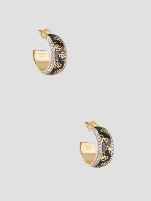Guess Boucles D'oreilles Créoles Noires Quattro G Ou Jaune/noir