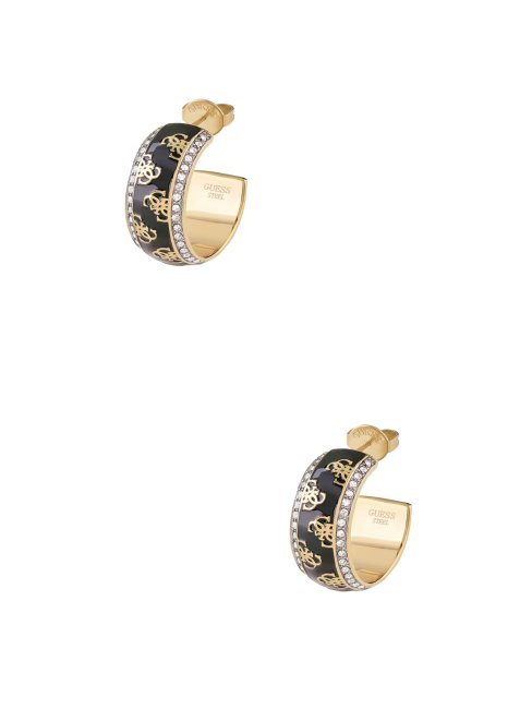 Guess Boucles D'oreilles Créoles Noires Quattro G Ou Jaune/noir