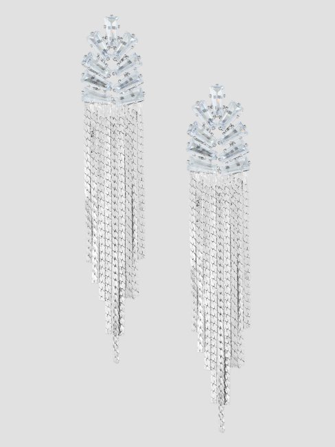 Mini Boucles D'oreilles Linéaires Tendance En Métal Argenté Guess Silver