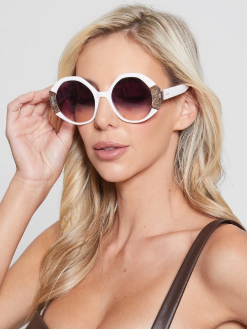 Guess Lunettes De Soleil Géométriques à Monture Métallique Blanc