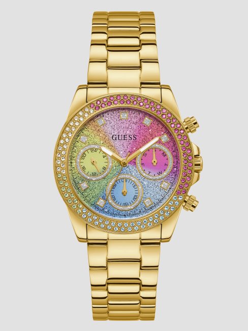 Montre Multifonction Dorée Et Arc-en-ciel Gold Guess
