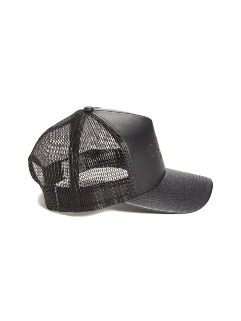 Guess Casquette Trucker Simili Cuir Noir