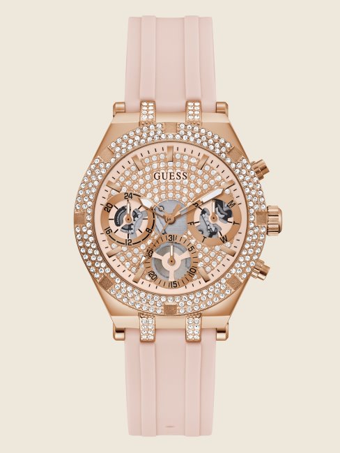 Montre Multifonction En Silicone Rose Gold Et Rose Guess Multi
