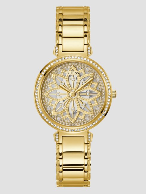 Montre Analogique à Découpes Florales Dorées Guess Gold