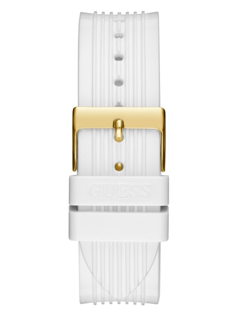 Montre Multifonction Guess Multi Blanche Et Dorée