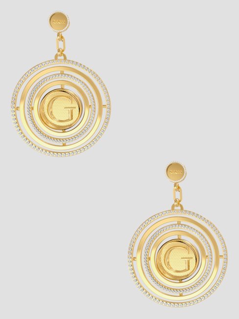 Guess Boucles D'oreilles Cercle Superposées En Or Jaune Avec Oxyde De Zirconium