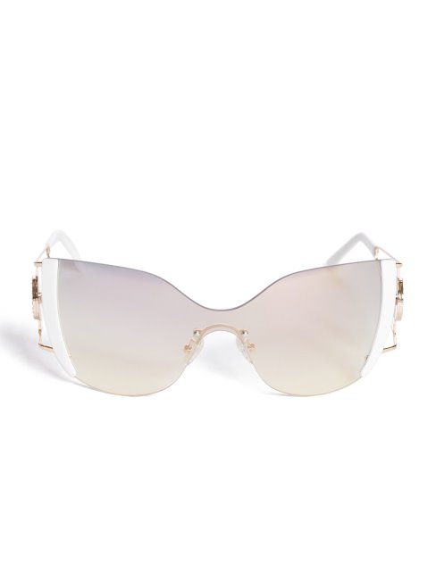 Lunettes De Soleil Cateye Sans Monture Effet Miroir Blanc Guess