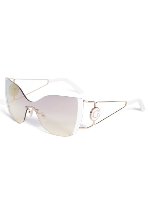 Lunettes De Soleil Cateye Sans Monture Effet Miroir Blanc Guess