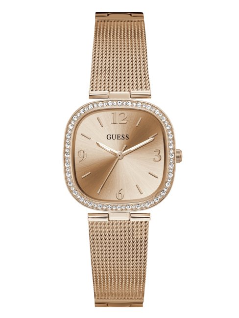 Montre Analogique En Maille Dorée Rose Guess Multi