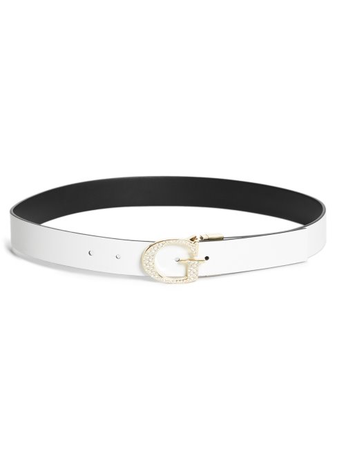 Ceinture G-buckle Réversible à Strass Délavé Noir Guess