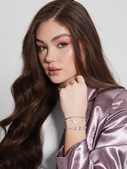 Ensemble De Bracelets Coulissants Argentés Guess Silver