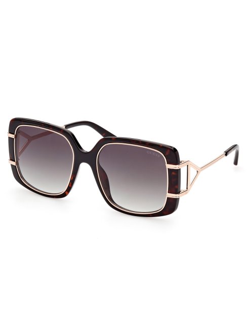 Lunettes De Soleil Carrées Oversize Havana Foncé Guess