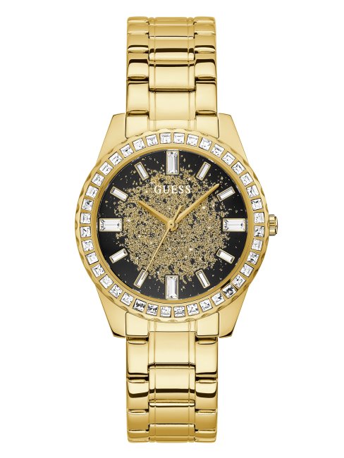 Montre Analogique à Cristaux Dorés Multiples Guess