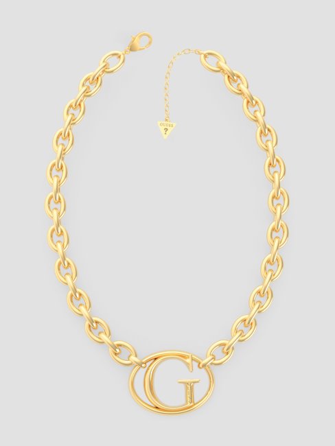 Collier à Maillons Dorés Logo G En Or Jaune Guess