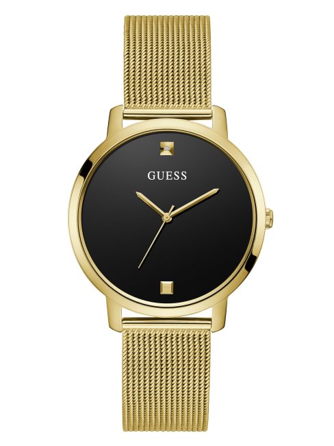 Montre Analogique Multi-couleur Dorée Et Diamants Noirs Guess