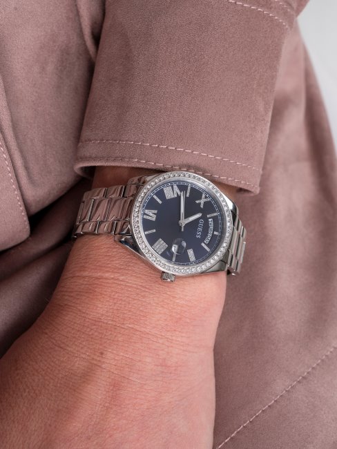 Montre Analogique Bleue Et Argentée Guess Multi