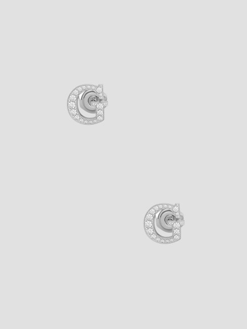 Guess Rh Clous D'oreilles Argentés à Logo Et Strass