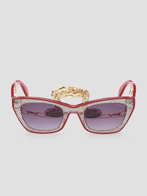 Guess Lunettes De Soleil œil-de-chat En Plastique Métallisé Rouge