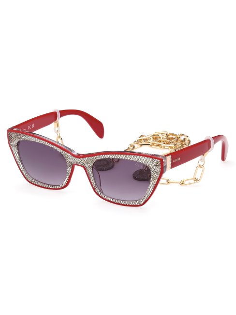 Guess Lunettes De Soleil œil-de-chat En Plastique Métallisé Rouge