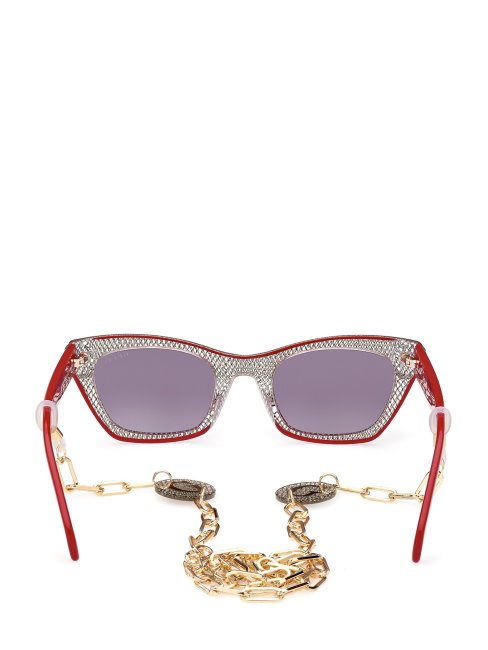 Guess Lunettes De Soleil œil-de-chat En Plastique Métallisé Rouge