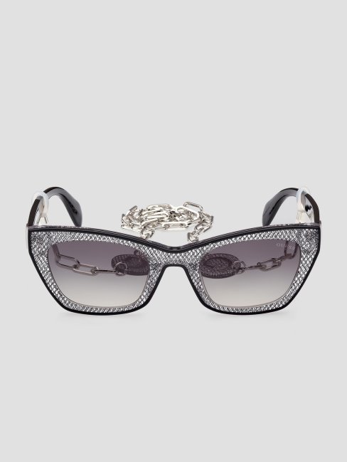 Lunettes De Soleil œil-de-chat En Plastique Métallisé Argent Guess
