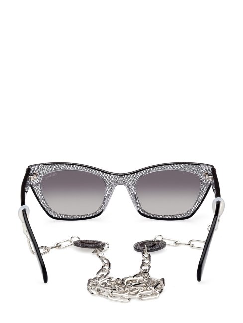 Lunettes De Soleil œil-de-chat En Plastique Métallisé Argent Guess