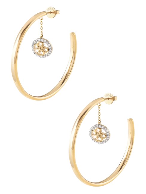 Boucles D'oreilles Créoles Quattro G Cz Dorées Guess Or Jaune