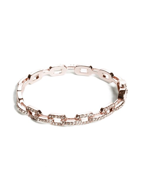 Bracelet Jonc Chaîne à Strass Guess Or Rose