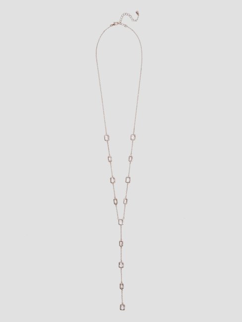 Collier Y En Cristal Doré Rose Guess Argent