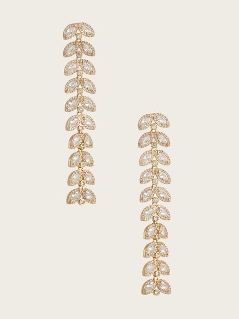 Boucle D'oreille Feuille De Cristal Plaqué Or 14 Carats Guess