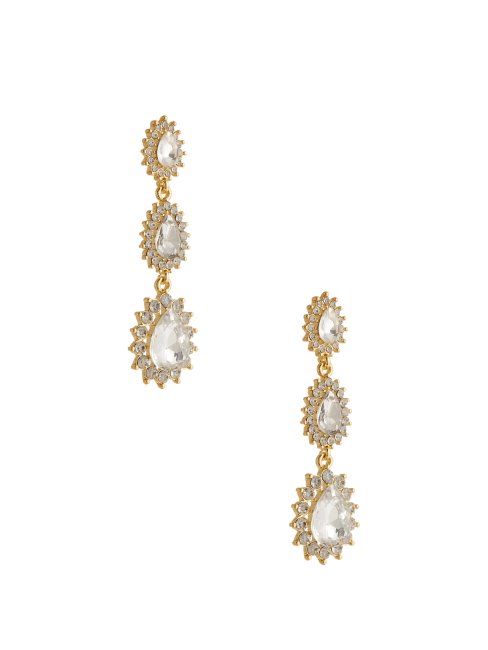 Guess Or Boucles D'oreilles En Forme De Larme Halo Plaqué Or 14 Carats